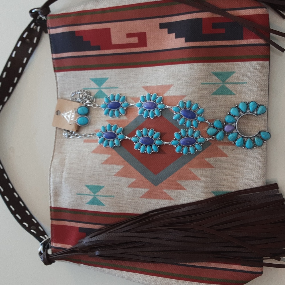 Western squash Blossom Necklace with earrings